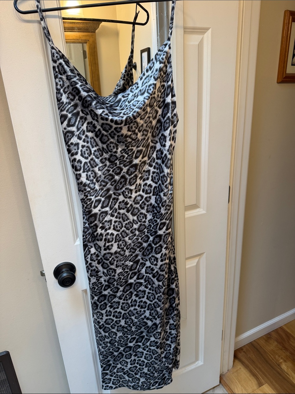 Leopard Print Slip Dress - Black & Gray